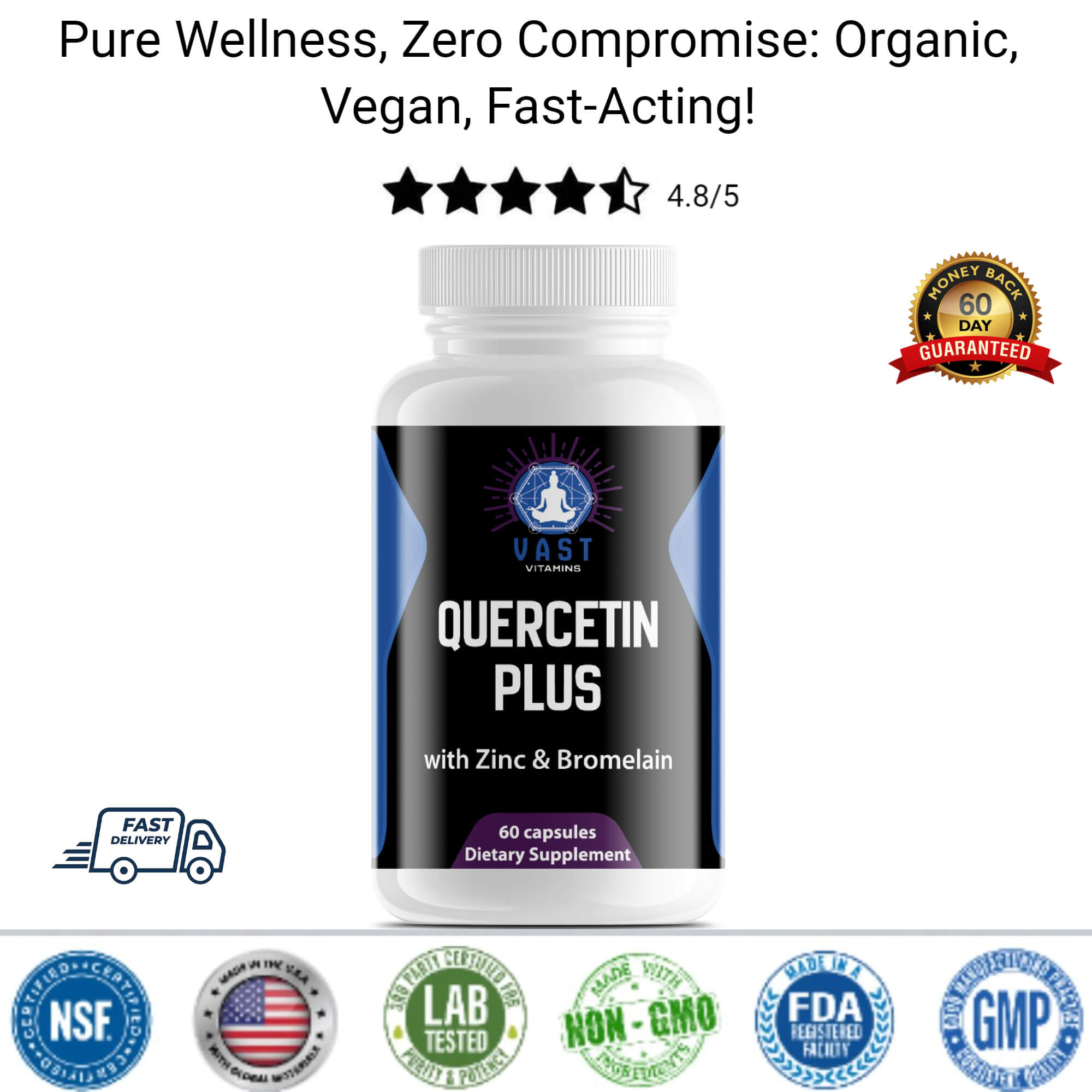 Quercetin Plus With Zinc & Bromelain powerful antioxidant – Vast Vitamins