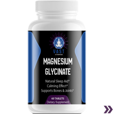 close up of Magnesium Glycinate capsules Fast Absorbing Calming Effect
