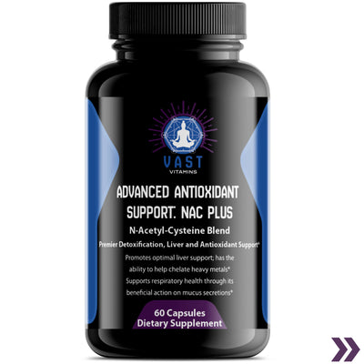 Close up of Advanced Antioxidant Support: NAC Plus Anti-oxidant defense.